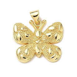 Настоящее золото 18K Латунные подвески, бабочка, стойки покрытие, без свинца и без кадмия, долговечный, реальный 18 k позолоченный, 19.5x22x3.5 мм, отверстие : 3.5x5 мм
