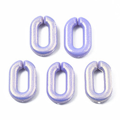 Medium Slate Blue Spray Painted Acrylic Linking Rings, Rubberized Style, Quick Link Connectors, for Cable Chains Making, Faceted, Oval, Medium Slate Blue, 15x9x3mm, Inner Diameter: 8x3mm, about 2100pcs/500g