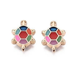 Разноцветный Рейка покрытие сплава эмалевые бусины, черепаха, без кадмия и без свинца и без никеля, золотые, красочный, 13x10x4 мм, отверстие : 1.6 мм