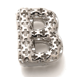 Letter B Латунные подвески, подвески с полыми буквами, стойки покрытие, долговечный, без кадмия и без свинца, В письме, 22.5x17x9 мм, отверстие : 5x2.7 мм