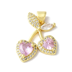 Фиолетовый Латунные микро проложить кубического циркония подвески, долговечный, без кадмия и без свинца, стойки покрытие, вишня, фиолетовые, 21x17.5x4.5 мм, отверстие : 3x4 мм