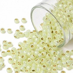 (PF2109) PermaFinish Jonquil Opal Silver Lined TOHO 8/0 Round Beads, Japanese Seed Beads, (PF2109) PermaFinish Jonquil Opal Silver Lined, 3mm, Hole: 1mm, about 222pcs/bottle, 10g/bottle