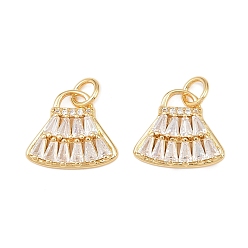 Настоящее золото 18K Латунные микропаве прозрачные кубические циркониевые подвески, формы раковины, долговечный, без кадмия и без свинца, стойки покрытие, с целью перехода в кольце, реальный 18 k позолоченный, 12x13.5x2.7 мм, отверстие : 3.4 мм