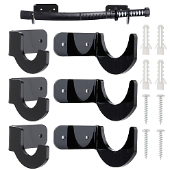 Черный Акриловые настенные подставки для софтбольных/теннисных бит, чёрные, 8.3x5x6.4 см