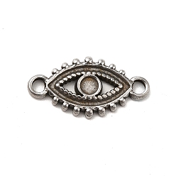 Stainless Steel Color Non-Tarnish 304 Stainless Steel Cabochon Connector Settings, Evil Eye, Stainless Steel Color, Tray: 3mm, 11x21x2mm, Hole: 2.2mm