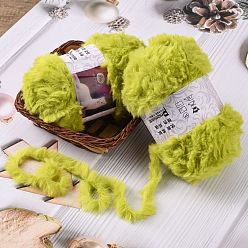 Желто-Зеленый Пряжа из полиэстера и нейлона, имитация меха норковая шерсть, для вязания мягкого шарфа своими руками, желто-зеленый, 3.5~4.5 мм
