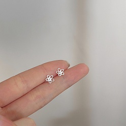 Цветок Сплав серьги для женщин, с 925 стерлинговым серебром, цветок, 14.5 мм