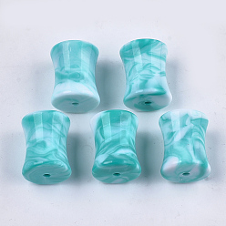 Dark Turquoise Acrylic Beads, Imitation Gemstone Style, Two Tone, Bamboo Joint, Dark Turquoise, 23x19mm, Hole: 3mm, about 77pcs/500g