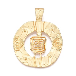 Золотой Стойки обшивки сплава большие кулоны, плоские круглые прелести, без свинца, без никеля и без кадмия, золотые, 70.5x56x11 мм, отверстие : 7.5x12 мм