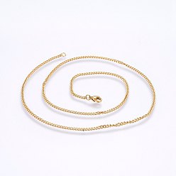 Golden 304 Stainless Steel Curb Chain Necklaces, with Lobster Claw Clasps, Golden, 19.69 inch(50cm), 2x0.6mm