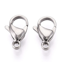 Нержавеющая Сталь Цвет 304 нержавеющая сталь застежка когтя омара, цвет нержавеющей стали, 15x9x4~4.5 мм, отверстие : 1.8 мм