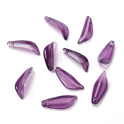 Lila Transparente Glas-Anhänger, petaline, lila, 21.5x8x5 mm, Bohrung: 1 mm