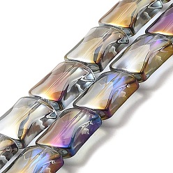 Фиолетовый Стеклянные бусины с гальваническим покрытием , с покрытием цвета радуги, бамбук совместное, фиолетовые, 12x10x5.5 мм, отверстие : 1 мм, около 49 шт / нитка, 24.02'' (61 см)