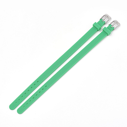 Green Silicone Watch Bands, with 201 Stainless Steel Clasps, Green, 8-7/8 inch(22.5~22.7cm), 10x3mm