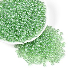 Светло-зеленый Прозрачное стекло Бисер, остекление стиль, круглые, светло-зеленый, 4~4.5 мм, отверстие : 1 мм, Около 4090 шт / фунт