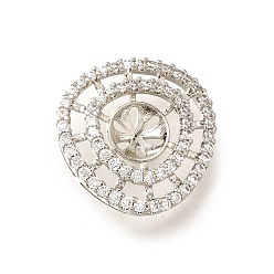 Платина Латунные микро проложить кубического циркония кулон поручительств, долговечный, без кадмия и без свинца, стойки покрытие, плоско-круглые, платина, 20.5x20x8 мм