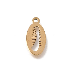 Golden 304 Stainless Steel Pendants, Cowrie Shell Shape Charms, Golden, 17x8.5x1mm, Hole: 1.6mm