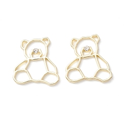 Light Gold Alloy Pendants, with Crystal Rhinestone, Bear, Light Gold, 24.5x23x1.5mm