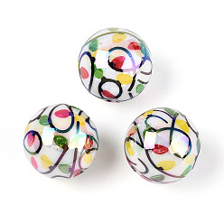 Разноцветный Печатные непрозрачные акриловые бусины, круг с яблоком и бесконечностью, AB цвет, красочный, 15.9 мм, отверстие : 2.8 мм