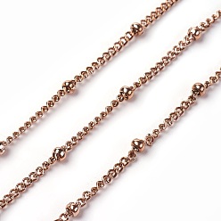 Розовое Золото Вакуумное покрытие pvd 304 цепи спутников из нержавеющей стали, бордюрные цепи, пайки, с катушкой, розовое золото , 19x3x2 мм, около 32.8 футов (10 м) / рулон