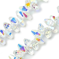 Прозрачный Прозрачные стеклянные бусины гальваническим пряди, с покрытием AB цвета, граненые, двухконусные, прозрачные, 8.5~9x5.5~6 мм, отверстие : 0.9 мм, около 92~98 шт / нитка, 13.78'' (35 см)