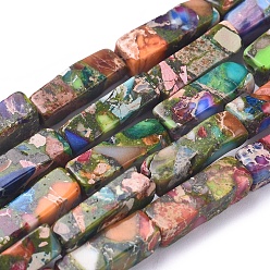 Имперская яшма Синтетическая золотая линия имперские нитки из бисера яшмы, окрашенные, кубоид, 13~13.5x4~4.5x4~4.5 мм, отверстие : 0.8 мм, около 30 шт / нитка, 15.55 дюйм (39.5 см)