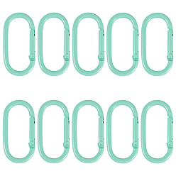 Бледно-бирюзовый 10шт. сплав пружинных затворных колец, овальные, бледные бирюзовая, 50x25x4 мм