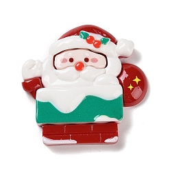 Santa Claus Christmas Theme Opaque Resin Cabochons, for Jewelry Making, Santa Claus, 51x52x9.5mm