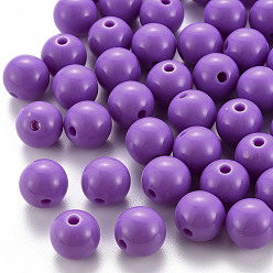 Темная Орхидея Непрозрачные акриловые бусины, круглые, темные орхидеи, 12x11 мм, отверстие : 1.8 мм, Около 56600 шт / 50000 г