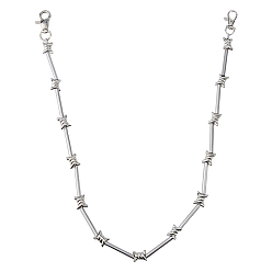 Platinum & Stainless Steel Color 1Pc Rock Style Stainless Steel Barbed Wire Link Chains for Pants, with Alloy Clasps, Platinum & Stainless Steel Color, 740mm