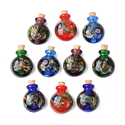 (52) Непрозрачная лаванда Подвески ручной работы бусины бутылки духов, с пробкой, разноцветные, 31~33x23x14 мм