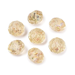Pale Goldenrod Handmade Foil Glass Beads, Rondelle, Faceted, Pale Goldenrod, 10x7~8mm, Hole: 1~1.6mm