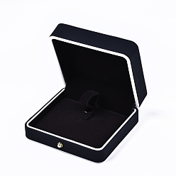 Black Imitation Leather Bracelet Box, Jewelry Storage Case, for Wedding, Engagement, Anniversary Party, Rectangle, Black, 8.9x9.9x4.2cm
