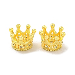 Настоящее золото 18K Латуни кубического циркония европейские шарики, бусины с большим отверстием, долговечный, без свинца и без кадмия, корона, реальный 18 k позолоченный, 9x7 мм, отверстие : 5.5 мм