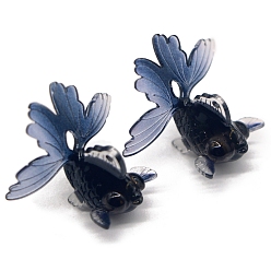 Полуночно-синий Подвески из полупрозрачной смолы, прелести золотых рыбок, темно-синий, 28.5x17.4 мм