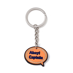 Word Cartoon PVC Pendant Keychain, with Iron Keychain Findings, Word, 8.2cm