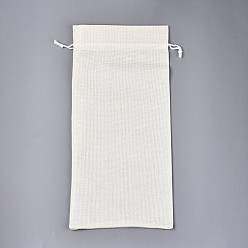 (404) Непрозрачное AB Кислое яблоко Прямоугольные полиэстеровые упаковочные мешки, имитирующие мешковину, шнурок сумки, пакеты для бутылок, цветочный белый, 36~36.5x16.5~17x0.3 см