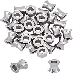 Золотой & Цвет Нержавеющей Стали 32шт. 2 цвета 304 европейские бусины из нержавеющей стали, бусины с большим отверстием, колонка, золотые и нержавеющая сталь цвет, 8x8 мм, отверстие : 4 мм, 16 шт / цвет