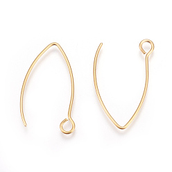 Golden Ion Plating(IP) 304 Stainless Steel Earring Hooks, Ear Wire, with Horizontal Loop, Golden, 26x15.5mm, Hole: 2.5mm, 20 Gauge, Pin: 0.8mm