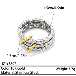 Golden & Stainless Steel Color Two Tone 304 Stainless Steel Finger Rings, Golden & Stainless Steel Color, US Size 4 1/4(15mm)