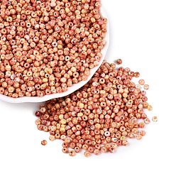 Pale Goldenrod Picasso Glass Seed Beads, Round Hole, Rondelle, Pale Goldenrod, 3~3.5x2~2.5mm, Hole: 0.9~1mm, about 12855pcs/pound