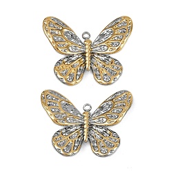 Позолоченный и Цвет Нержавейки 304 подвески из нержавеющей стали, ионное покрытие (ip), бабочки прелести, настоящее золото и нержавеющая сталь, 21x26x5 мм, отверстие : 1.6 мм