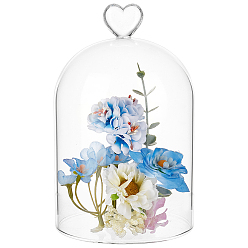 Claro Cubierta de cúpula de cristal con forma de arco en forma de corazón, vitrina decorativa, campana de campana, Claro, 120x190 mm, diámetro interior: 115 mm