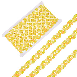 Золотистый Полиэстеровые блестки-бусины, блестки бисер, Аксессуары для орнаментов, рулон с пайетками, волна, золотые, 5/8 дюйм (17 мм), около 12.03 ярдов (11 м) / рулон