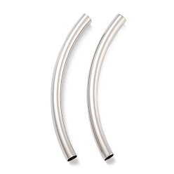 Платина Латунные трубки изогнутой бисера, без кадмия и без свинца, платина, 45x4 мм, отверстие : 2.5x3.5 мм