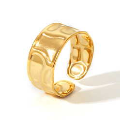 Настоящее золото 18K Регулируемые манжеты из нержавеющей стали с открытыми кольцами для женщин, реальный 18 k позолоченный, 9.6 мм, размер США 9 1/4 (19.1 мм)