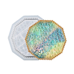 Others DIY Cup Mat Silicone Molds, Resin Casting Molds, for UV Resin, Epoxy Resin Craft Making, Decagon Pattern, 184x193x26mm