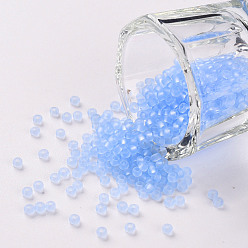 Cornflower Blue 12/0 Grade A Round Glass Seed Beads, Transparent Frosted Style, Cornflower Blue, 2x1.5mm, Hole: 0.8mm, 30000pcs/bag