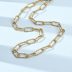 Настоящее золото 18K 304 ожерелья из текстурированной нержавеющей стали в виде цепочек-скрепок для женщин и мужчин, ионное покрытие (ip), реальный 18 k позолоченный, 18.19 дюйм (46.2 см)
