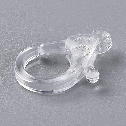 Clear Transparent Plastic Lobster CLaw Clasps, Clear, 26x19x6mm, Hole: 2mm